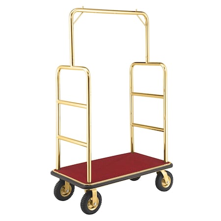 Global Industrial Gold Stainless Steel Bellman Cart Straight Uprights 8 Pneumatic Casters, 41-1/4L x 24W x 75H 985117GD
